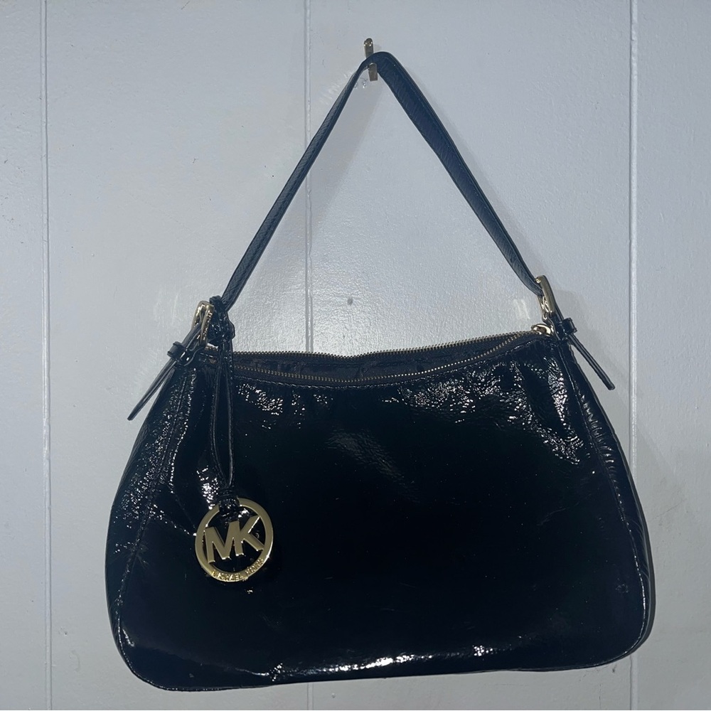 Michael Kors Glossy Black Shoulder Bag